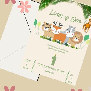 Invitation anniversaire enfants jungle modifiable