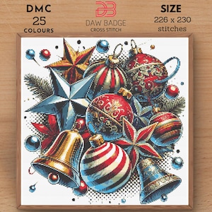 Décorations de sapin de Noël, train, point de croix, broderie de Noël, point de croix de Noël, échantillon de point de croix de Noël, décoration de Noël, PDF