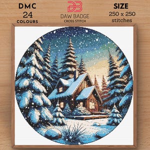 Christmas Snowy Cabin in the Woods Cross Stitch, Stitching Christmas, Christmas xstitch, Xmas Cross Stitch, Christmas Sampler Decoration PDF