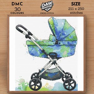 New Baby Stroller Nursery Girl Boy Cross Stitch PDF Pattern Baby Cute Large Cross Stitch