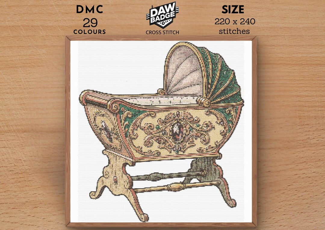 Baby Cradle Embroidery: Nursery Cross Stitch Pattern (PDF & SVG) - Etsy