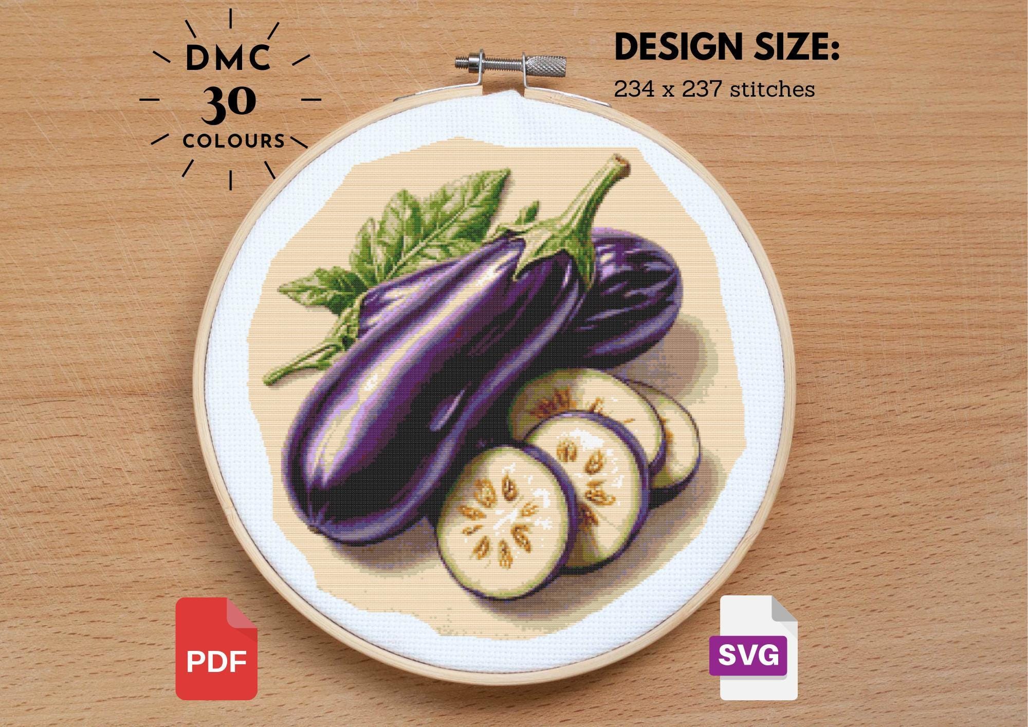 ナスのクロスステッチパターン：野菜畑の刺繍（PDF） - Etsy 日本
