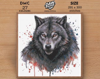 Watercolor Werewolf Cross Stitch Pattern: Fantasy Animal Embroidery (PDF, SVG)
