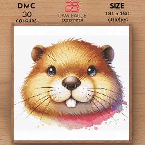 Modèle de point de croix animal aquarelle castor (PDF)