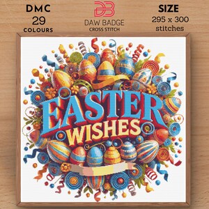Easter Wishes Happy Easter Cross Stitch Pattern PDF Designs, Easter Bunny Egg Embroidery Pattern