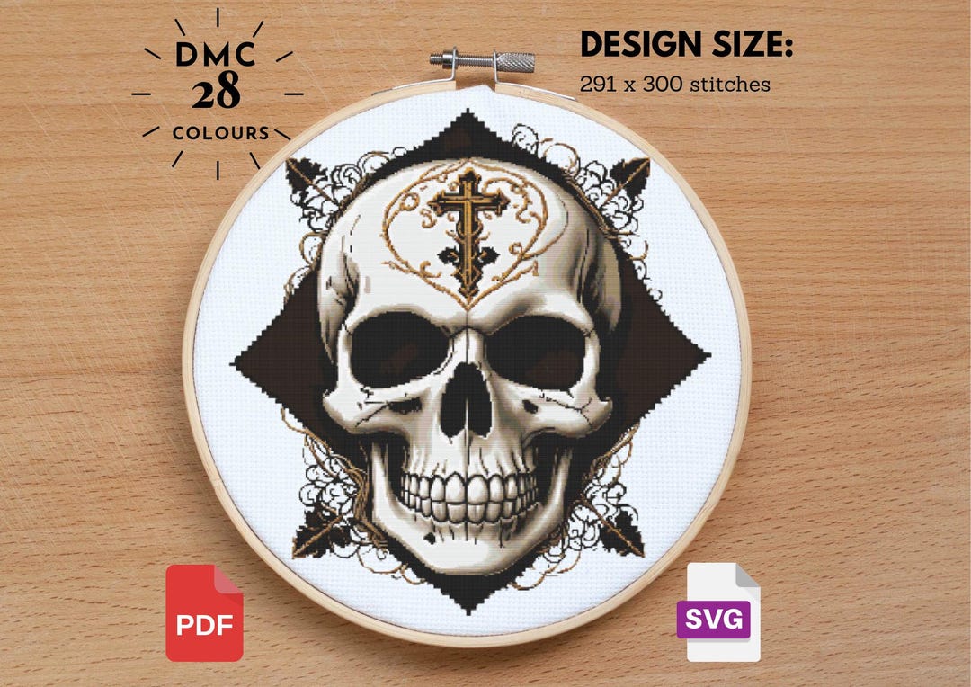 Gothic Skull Cross Stitch Pattern: Halloween Horror (instant Download ...