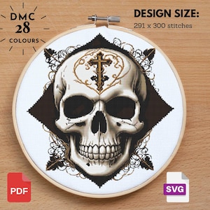 Gothic Skull Cross Stitch Pattern: Halloween Horror (Instant Download PDF)