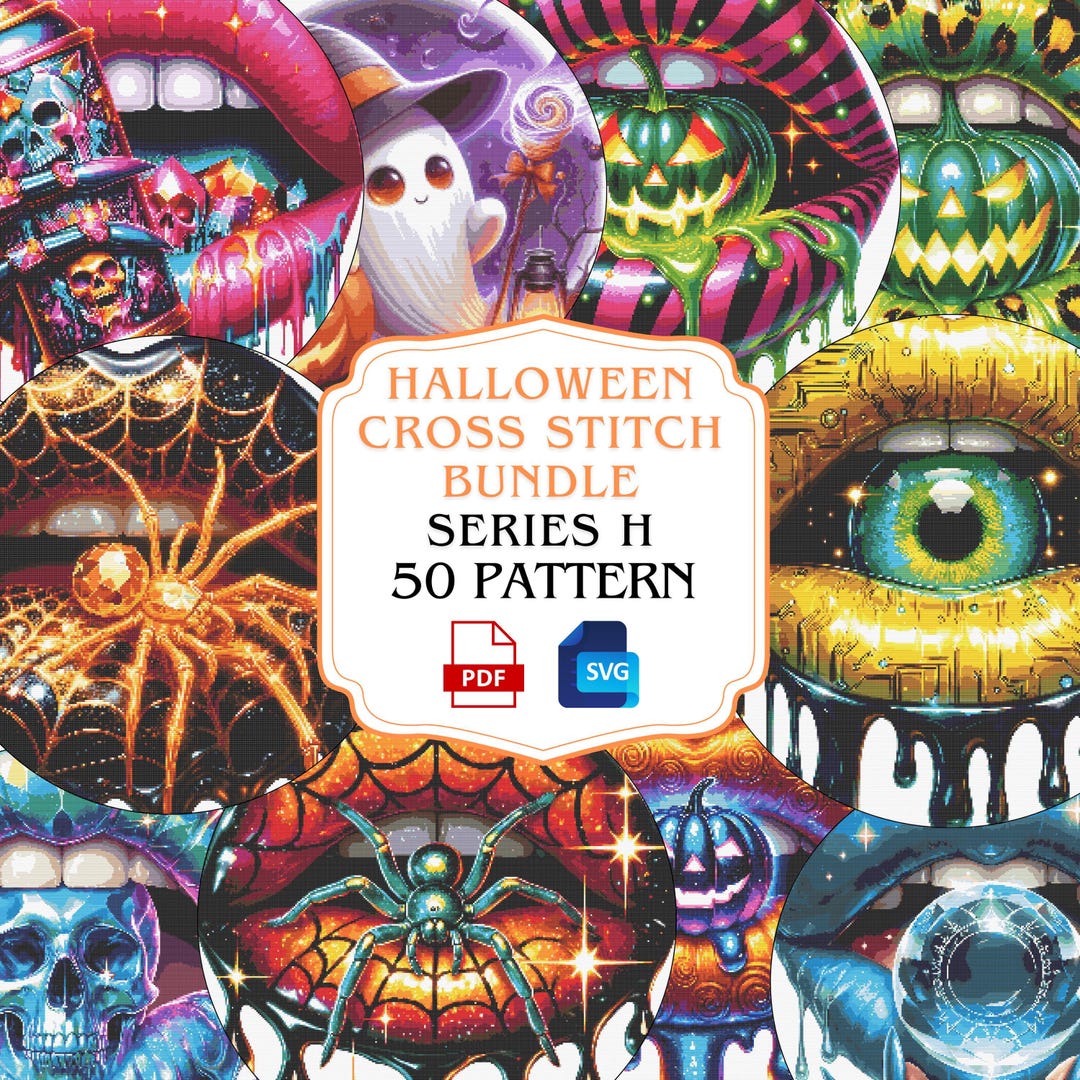 Spooky Lips Halloween Cross Stitch Pattern Bundle: (PDF Set) Series H ...