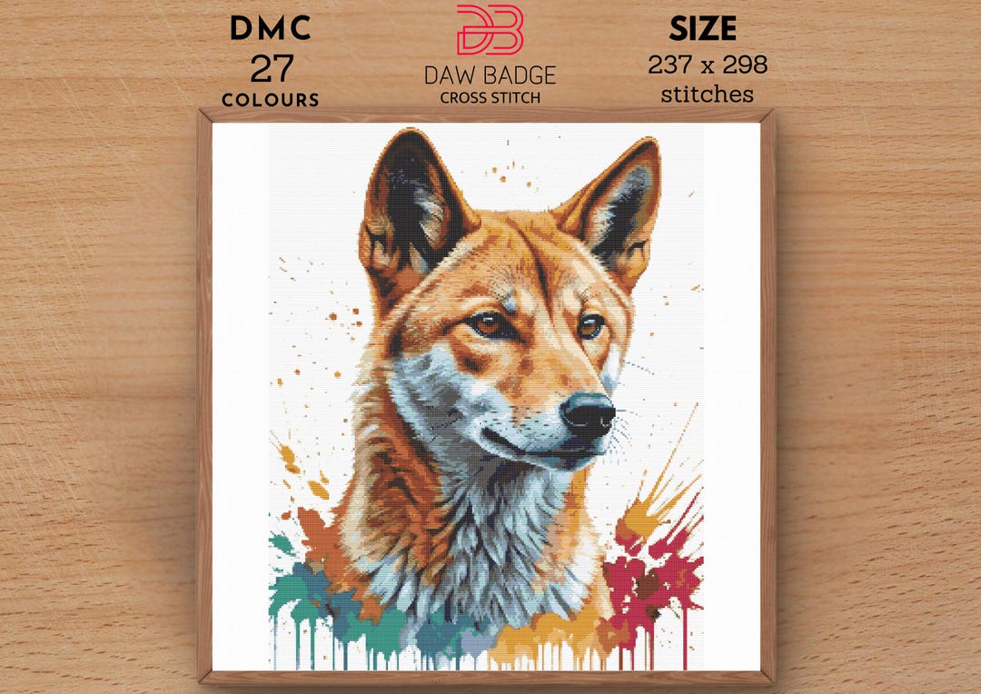 Dingo Border Dingo Watercolor Animal Cross Stitch Pattern: Border Embroidery (PDF ...