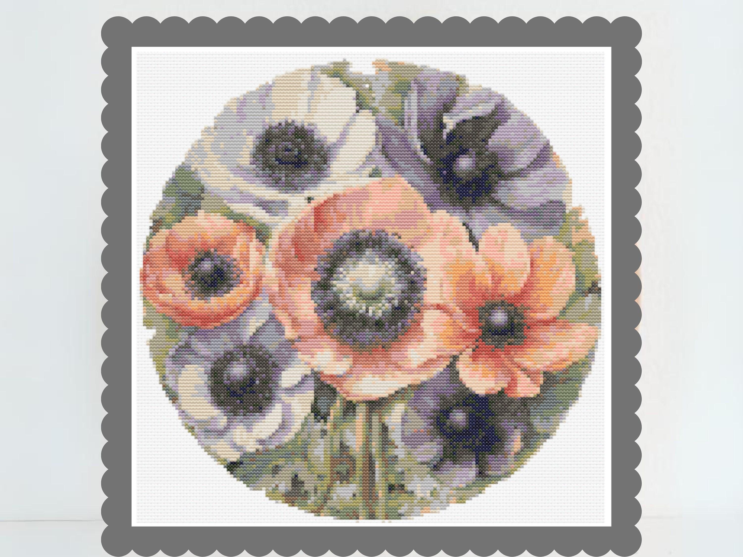 Anemone Flower Cross Stitch Pattern Floral Cross Stitch
