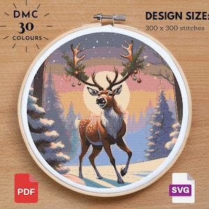 Christmas Reindeer Cross Stitch, Stitching Christmas, Christmas xstitch, Xmas Cross Stitch, Christmas Sampler, Christmas Decoration, PDF