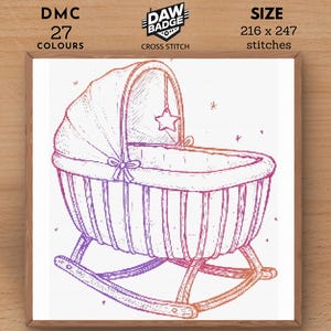 New Baby Cradle Nursery Girl Boy Cross Stitch PDF Pattern Baby Cute Large Cross Stitch