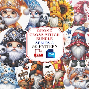 Bundel kabouters, kruissteekpatroonbundel, Art Fantasy-borduurset, maandelijkse kruissteektabel, steekpatroonpakket, kabouterbundel serie A