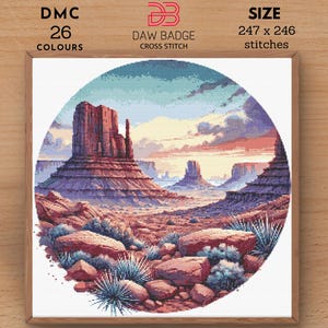 Nature Watercolor Summer Desert Cross Stitch Pattern PDF, Desert Scene, Rocky Desert Digital Landscape  Nature Landscape Embroidery