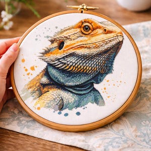 Kreuzstich-Muster: Wasserfarbe Reptil Design (PDF)