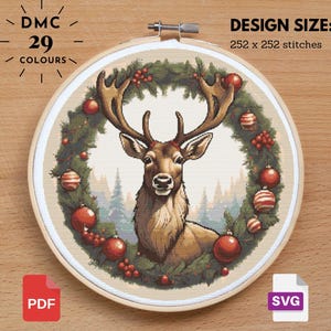 Christmas Reindeer Cross Stitch, Stitching Christmas, Christmas xstitch, Xmas Cross Stitch, Christmas Sampler, Christmas Decoration, PDF