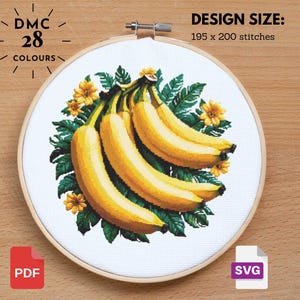 Banana Cross Stitch   Banana Pattern   Vegetable Fruit Embroidery    Fruit Garden Plant Simple Nature Cross Stitch   Digital xstitch    PDF