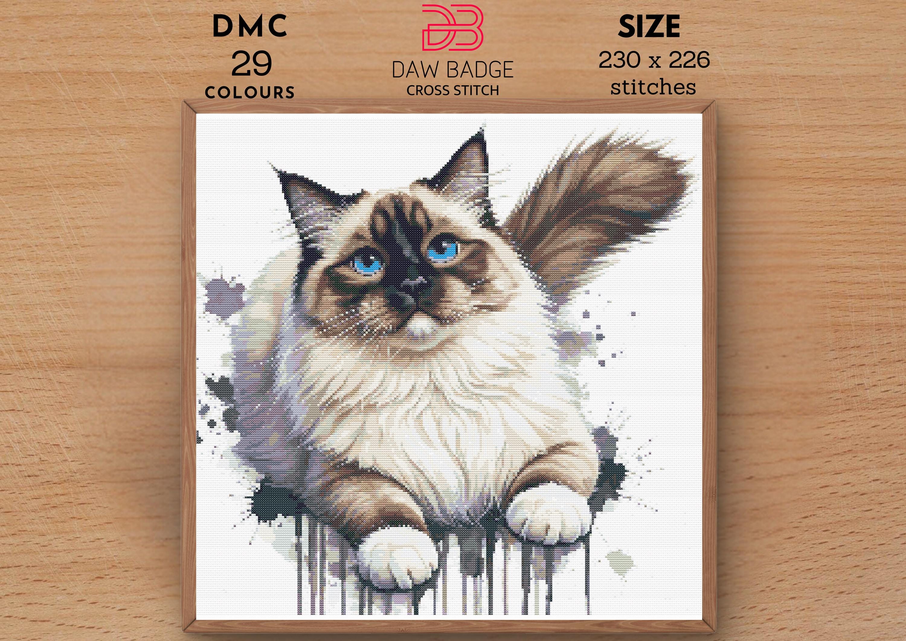Ragdoll Cat Cross Stitch Pattern: Watercolor Animal Embroidery (PDF) - Etsy