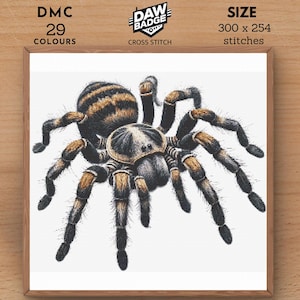 Spider Watercolor Animals Large Cross Stitch Gift Pattern, Animal Hand Embroidery Cross Stitch Project for Pillow, Download PDF