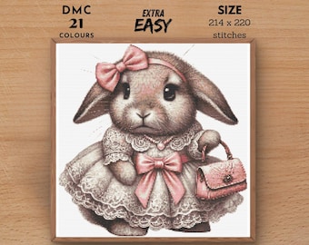 Bunny Cross Stitch Pattern, Animal Embroidery (PDF Chart)