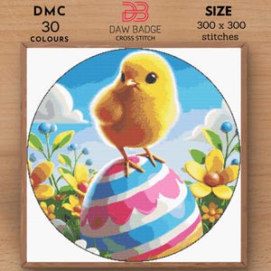 Chick and Egg Happy Easter Cross Stitch Pattern PDF Designs, Easter Bunny Egg Embroidery Pattern