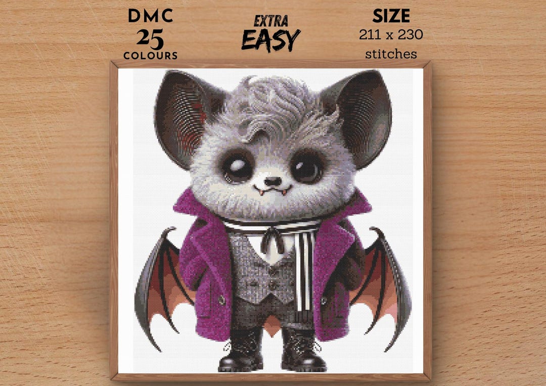 Vampire Bat Cross Stitch Pattern, Modern Animal Embroidery (PDF) - Etsy