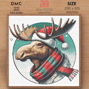 Christmas Holiday Moose Cross Stitch, Stitching Christmas, Christmas xstitch, Xmas Cross Stitch, Christmas Sampler Christmas Decoration, PDF