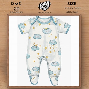 New Baby Onesie Nursery Shower PDF Cross Stitch Pattern Baby Cute Large Cross Stitch Downloads