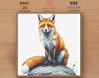 Fox Watercolor Cross Stitch Pattern: Modern Animal Embroidery (PDF)