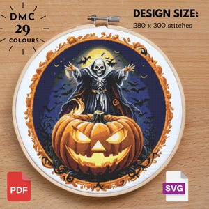 Halloween Cross Stitch  Halloween Pattern Halloween xstitch Pumpkin Cross Stitch Horror Cross Stitch Scary Cross Stitch Instant Download PDF