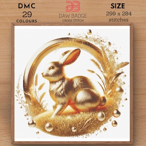 Golden Easter Bunny Cross Stitch Pattern (PDF)