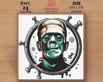 Frankenstein Cross Stitch Pattern: Halloween Horror Design (PDF)
