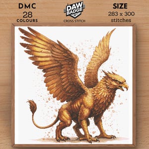 Griffin Digital Large Fantasy Animal Cross Stitch Pattern, Sampler Watercolor Animal Cross Stitch Embroidery Animal Pattern PDF SVG