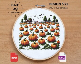Pumpkin Patch Cross Stitch Pattern: Halloween Cauldron (PDF)