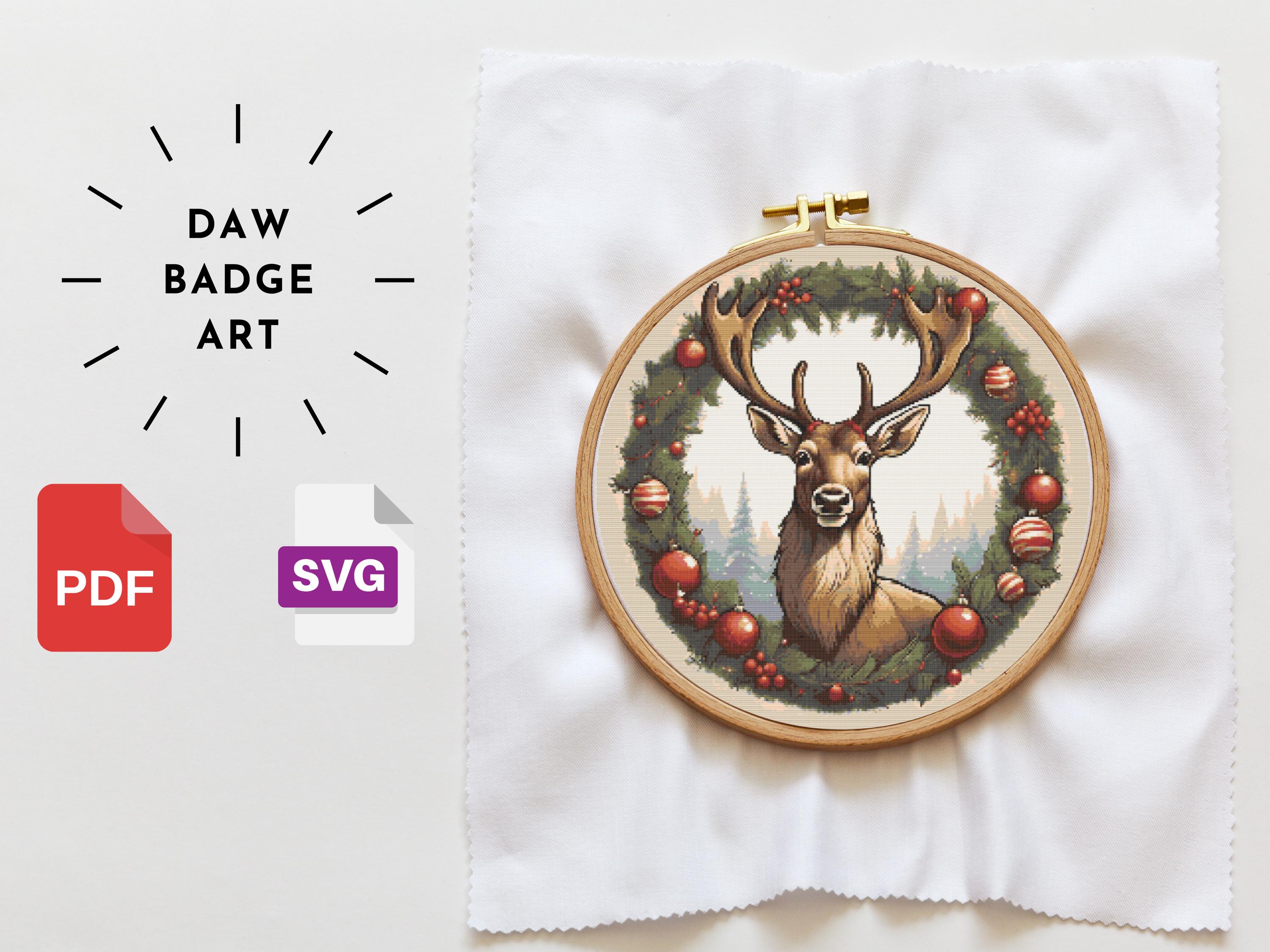 クリスマスのトナカイのクロスステッチパターン：ホリデーサンプラー