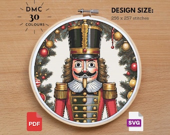 Christmas Nutcracker Cross Stitch Pattern: Holiday Sampler (PDF)