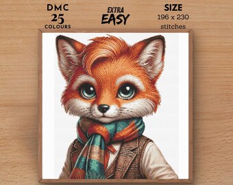 Fox Cross Stitch Pattern, Animal Embroidery Chart (PDF/SVG)