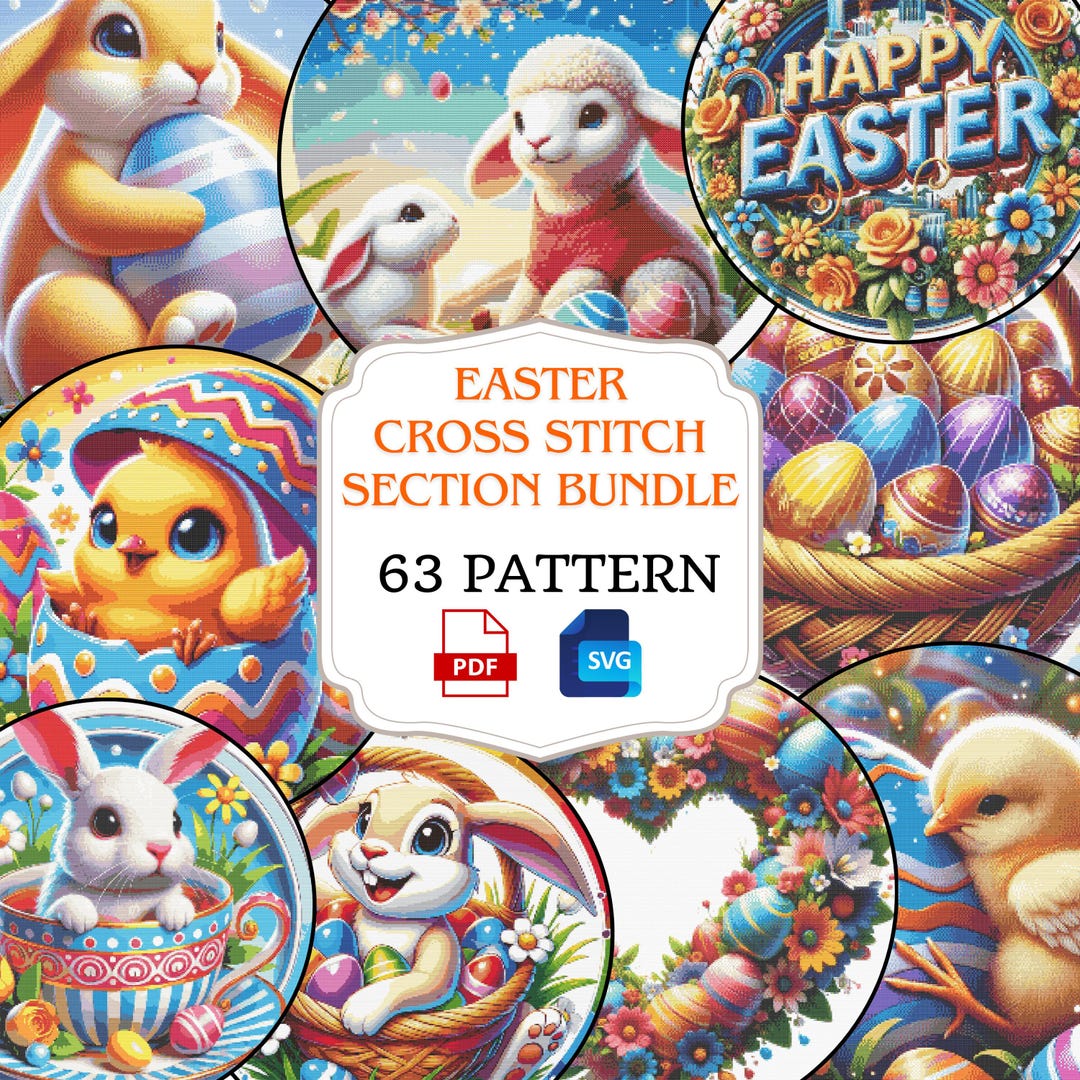 Easter Cross Stitch Pattern Bundle: Bunny Designs (PDF/SVG) - Etsy
