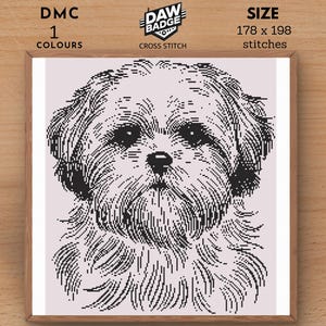 Schema per punto croce di un cane Shih Tzu: ricamo ad acquerello di un animale (PDF)