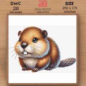 Beaver Watercolor Animals Large Cross Stitch Pattern, Animal Modern Cool Cross Stitch Embroidery PDF pattern, Point De Croix PDF