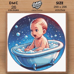 New Baby Bath Nursery Girl Boy Embroidery Cross Stitch Pattern Baby Cute Gift Large Cross Stitch