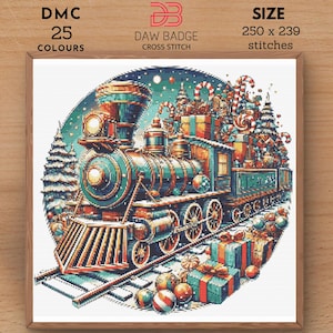 Christmas Train Cross Stitch, Stitching Christmas, Christmas xstitch, Xmas Cross Stitch, Christmas Sampler, Christmas Decoration, PDF