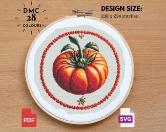 Tomato Cross Stitch Pattern: Vintage Fruit Garden (PDF)