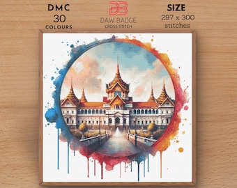 Grand Palace Watercolor Cross Stitch Pattern: Famous Landmark (PDF Pattern)