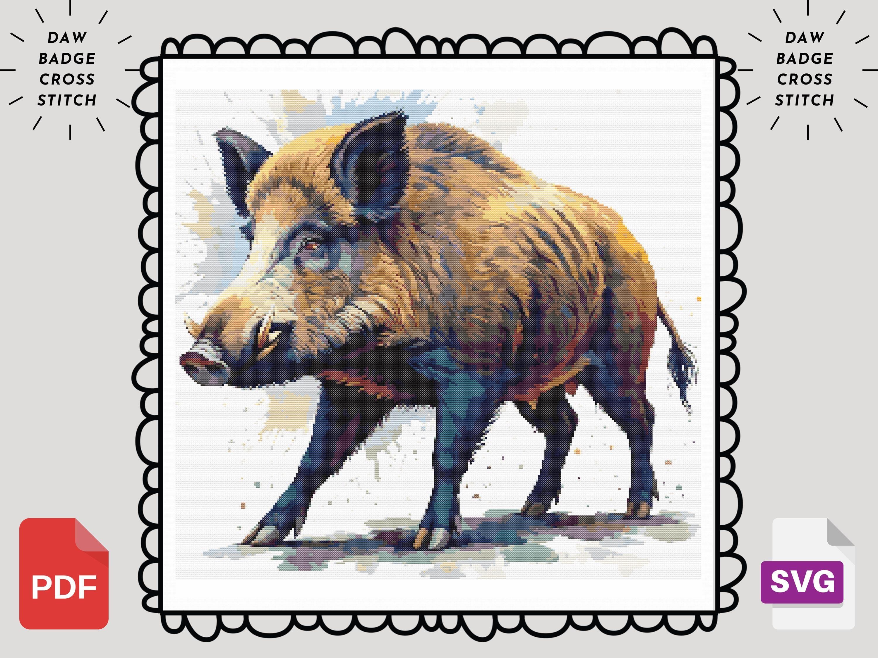 Boar Pattern Wild Boar Watercolor Cross Stitch Pattern: Animal Embroidery (PDF) - Etsy