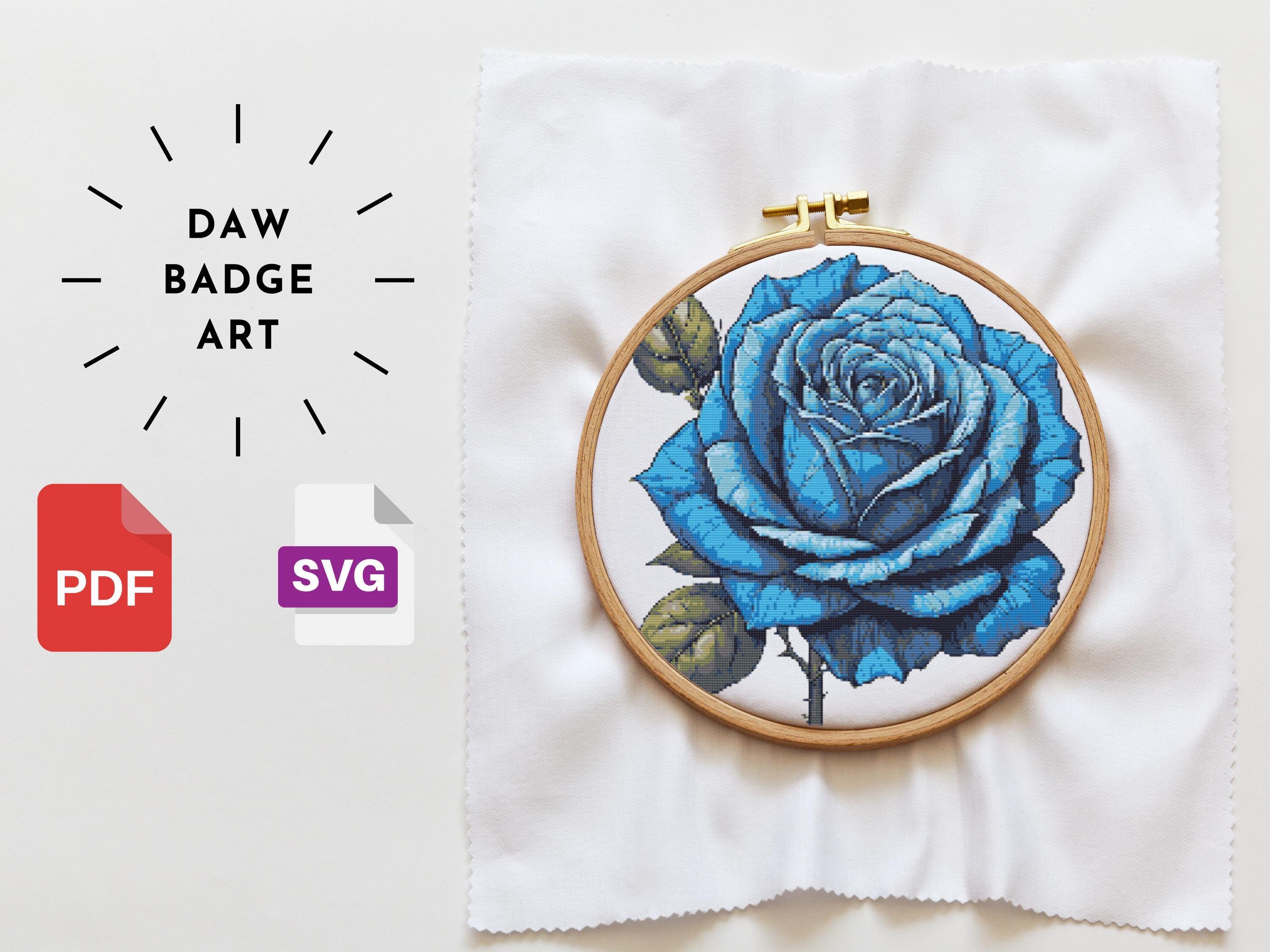 Blue Rose Cross Stitch Pattern: Floral Garden Design (PDF) - Etsy