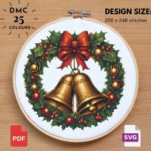 Christmas Bells Cross Stitch, Stitching Christmas, Christmas xstitch, Xmas Cross Stitch, Christmas Sampler, Christmas Decoration, PDF
