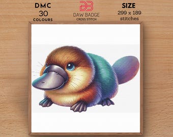 Kruissteekpatroon vogelbekdier: aquarel dierenborduurwerk (pdf)