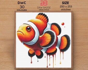 水彩のカクレクマノミのクロスステッチパターン PDF - Etsy 日本
