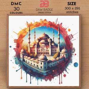 Padrão de Ponto Cruz do Palácio Topkapi: Paisagem em Aquarela (Padrão em PDF)